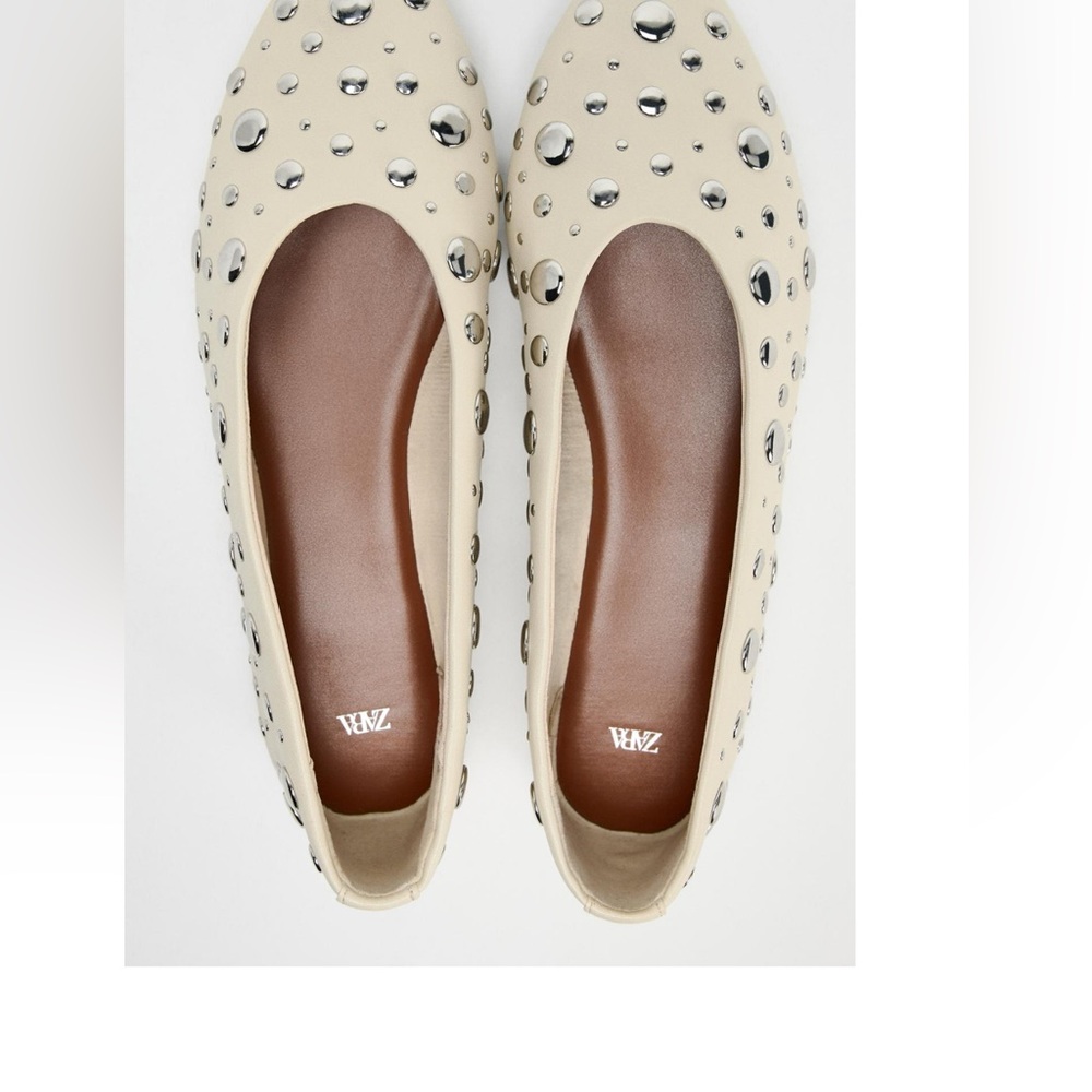 NWT ZARA 2024 COLLECTION STUDDED BALLET FLATS SIZE 9